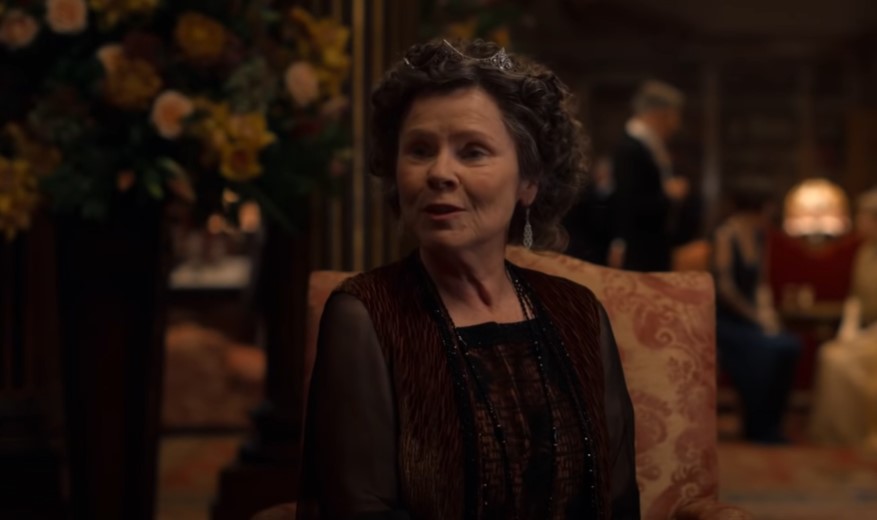 Downton Abbey Imelda Staunton sitting on a chair