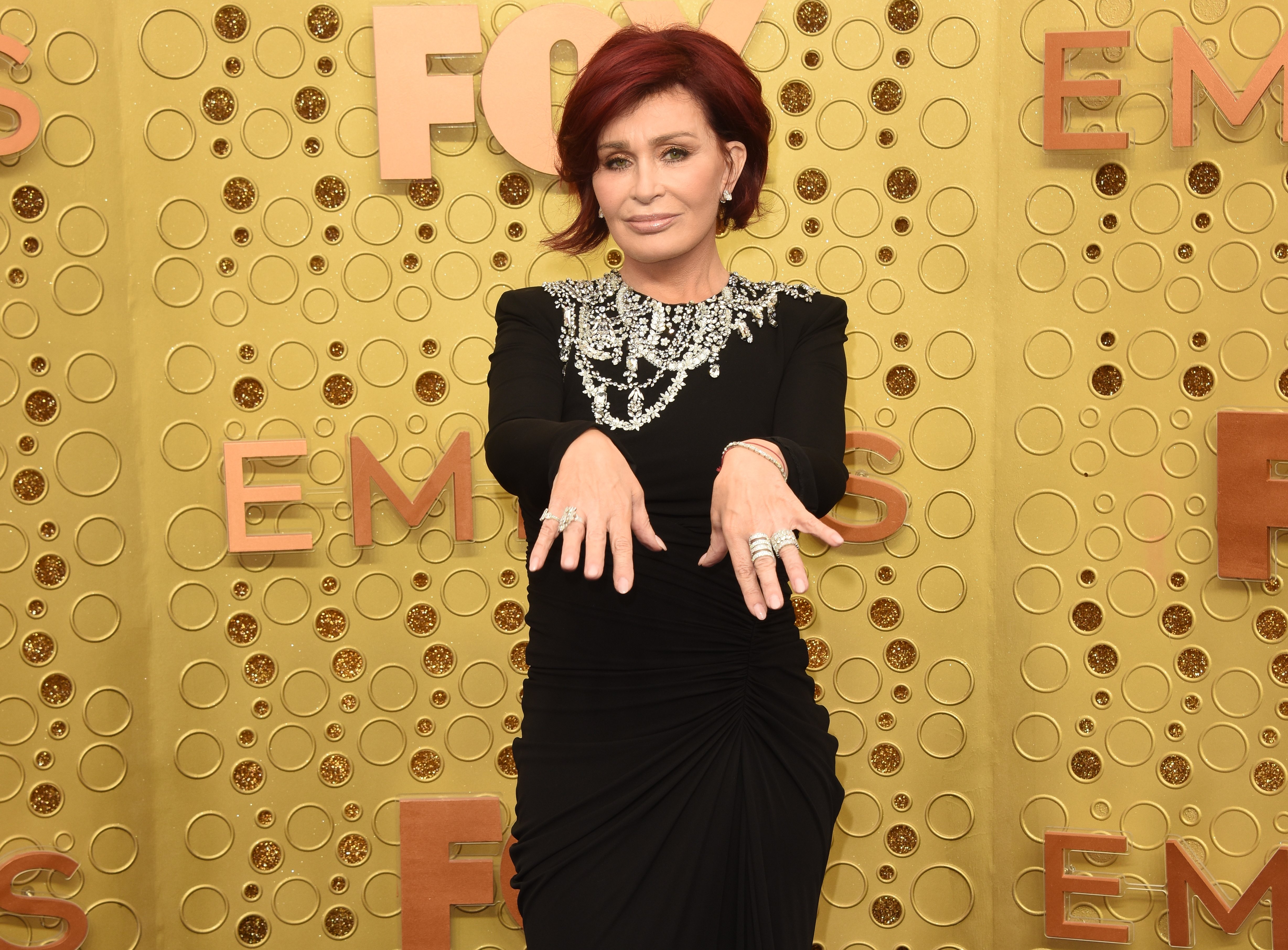 Sharon Osbourne at the Primetime Emmy Awards in black dress