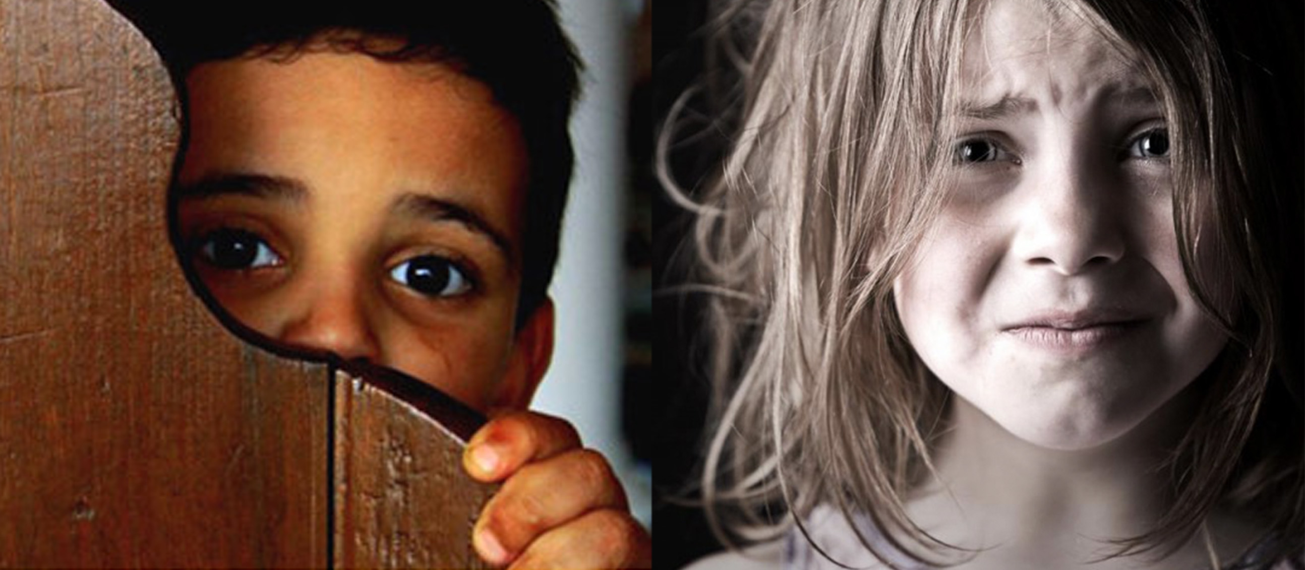 Scared kids split image