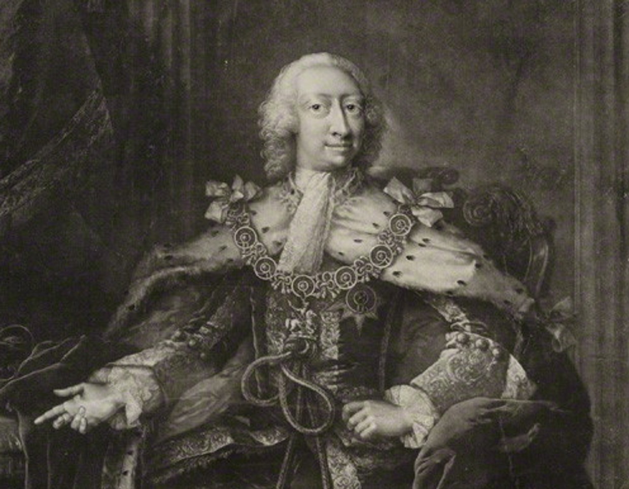 Engraving of Frederick, Prince of Wales wearing royal outfit and looking at front - 1741