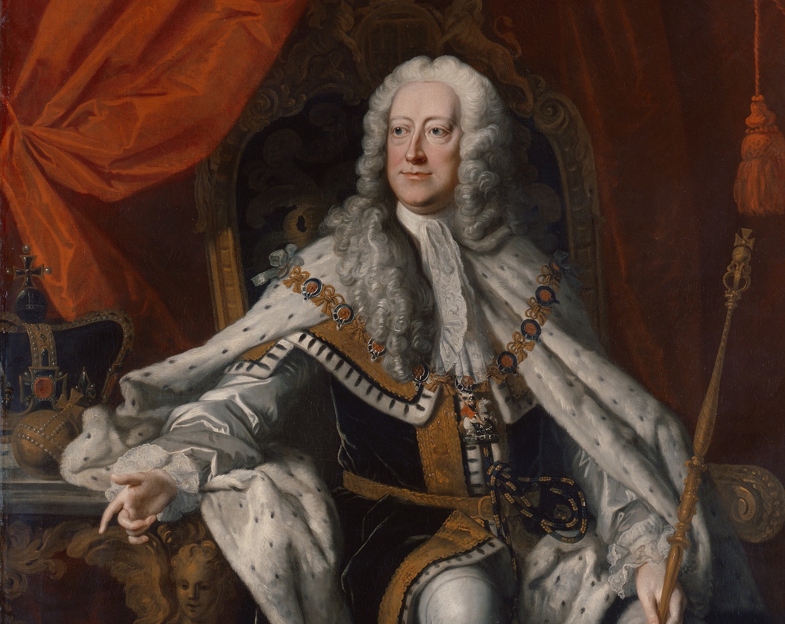 Portrait painting of George II of Great Britain seating and looking at side - 1744