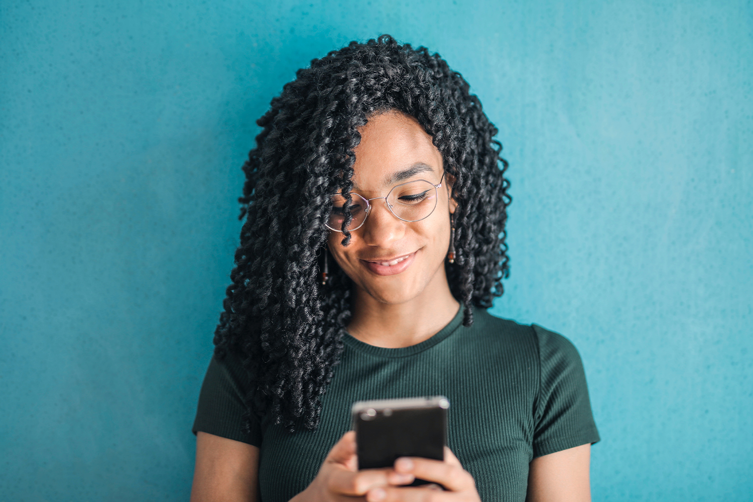 Girl With Glasses Texting