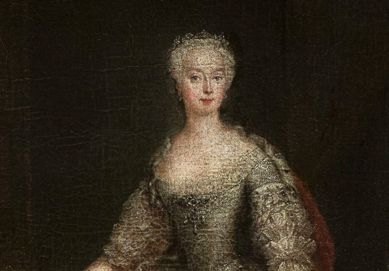 Portrait of Hogarth Princess Augusta Of Saxe-Gotha wearing silver royal dress - between 1736 and 1738