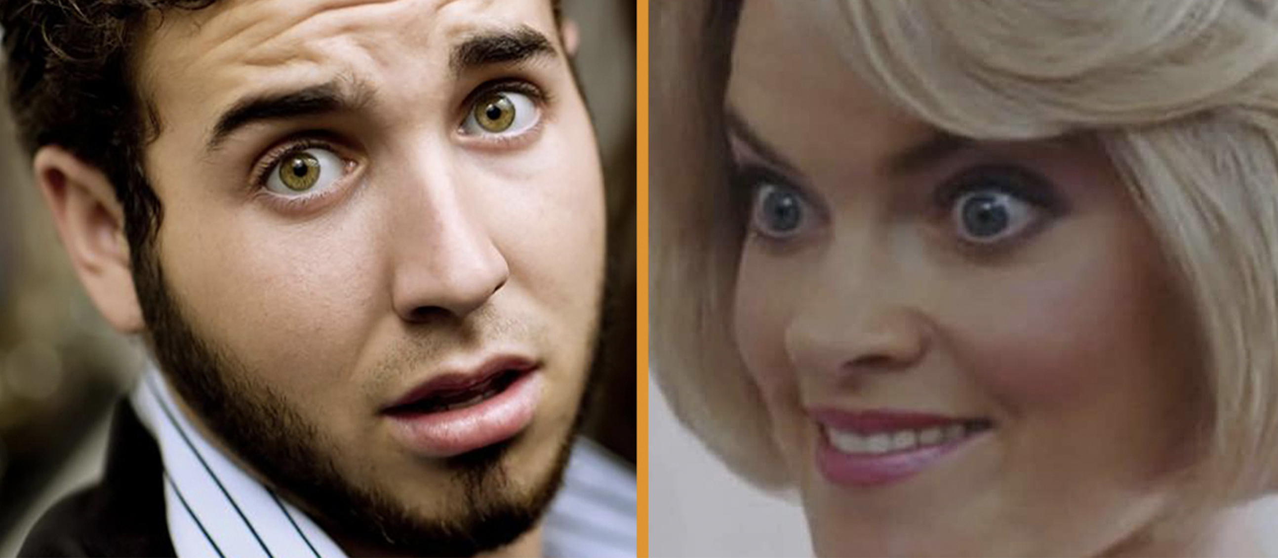 Confused man idiot woman