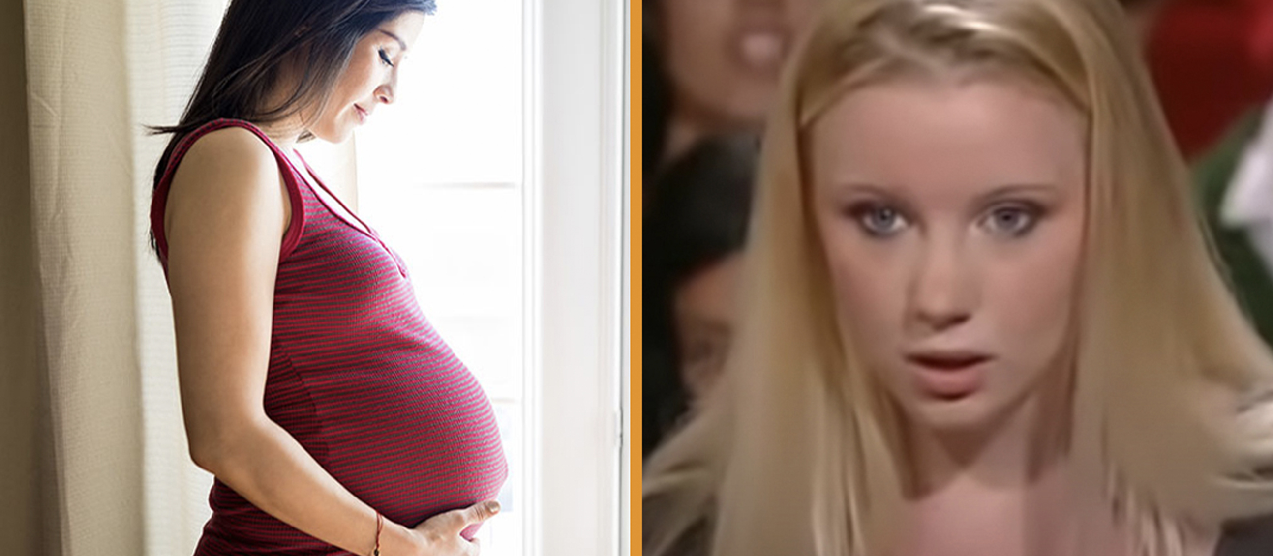 Pregnant woman and shocked woman