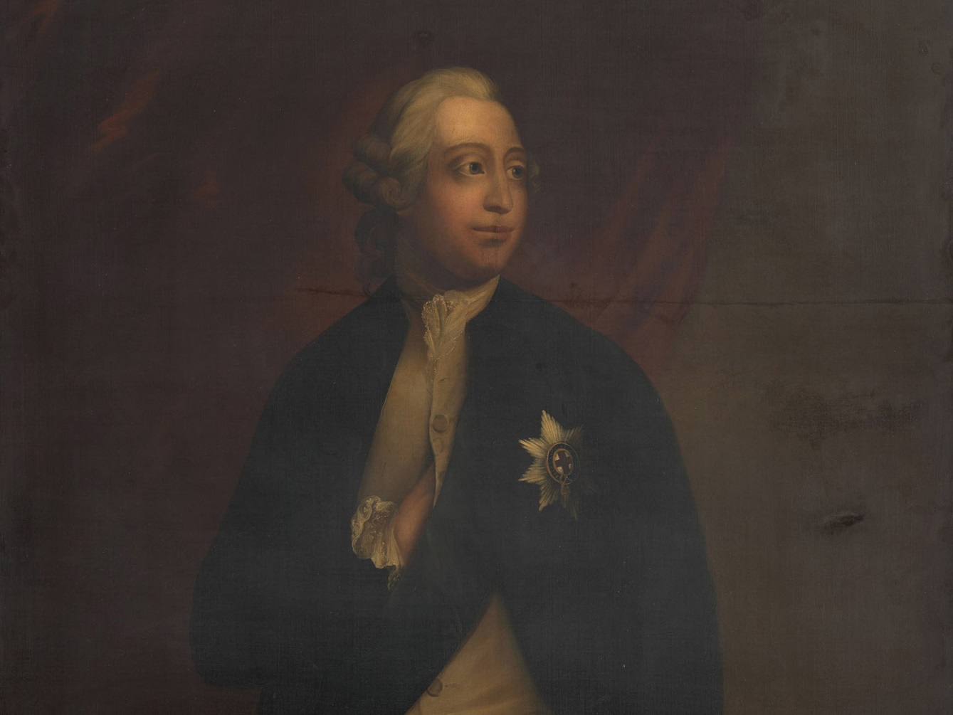 Portrait of Frederick, Prince of Wales wearing black jacket and looking at front - between circa 1755 and circa 1799