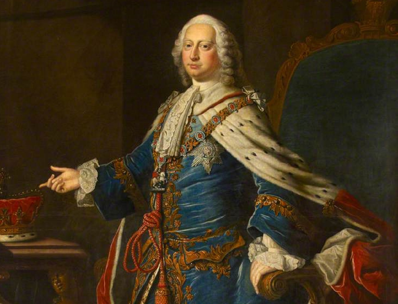 Painting of Frederick, Prince of Wales wearing blue royal outfit and looking at side - 1750