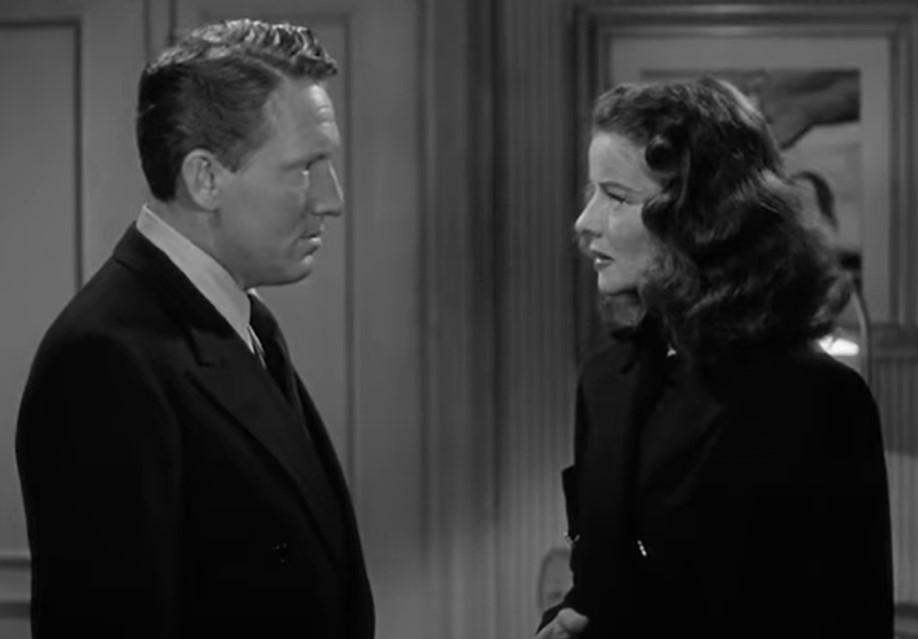 Tracy and Hepburn in Keeper of the Flame at home in black