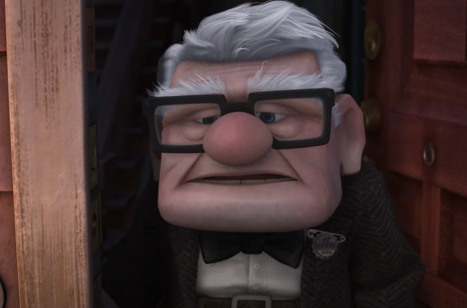 Carl in Up  cartoon in suit