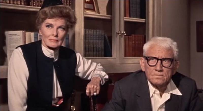 Screenshot of Katharine Hepburn and Spencer Tracy in the trailer for the film Guess Who's Coming to Dinner