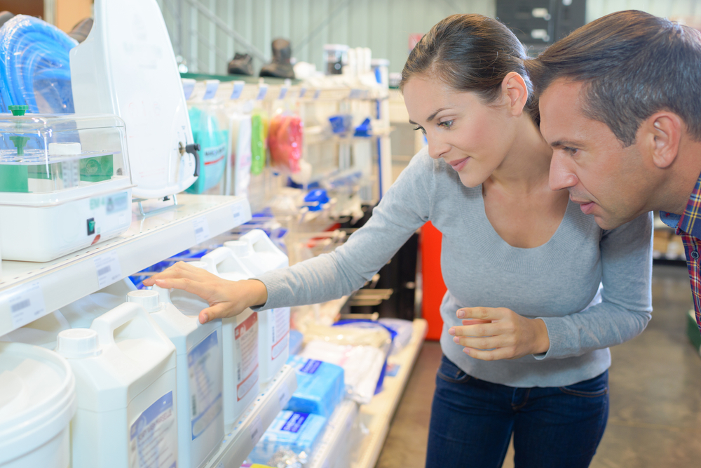 couple at a pool store