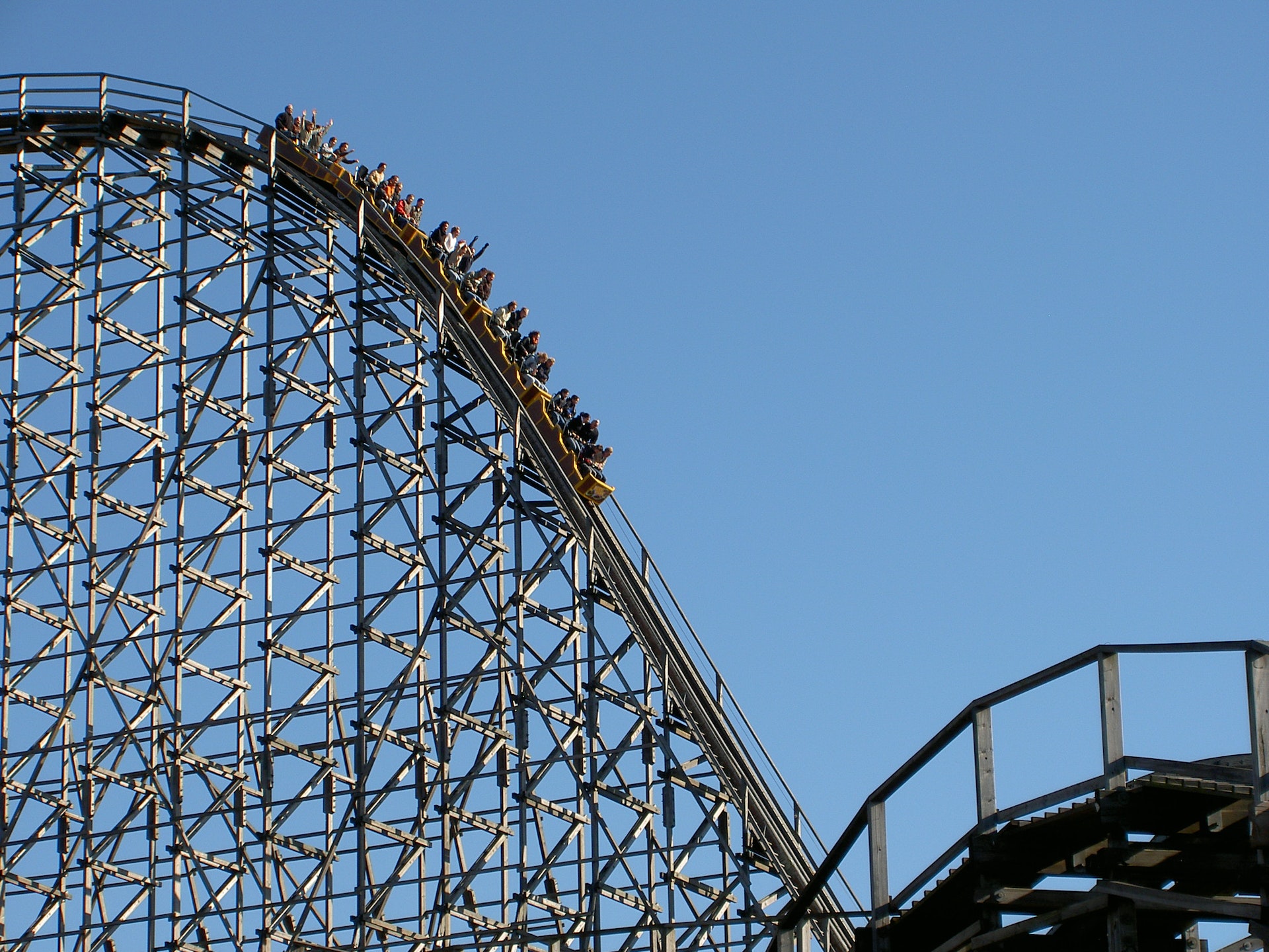 People riding on a roller coaster