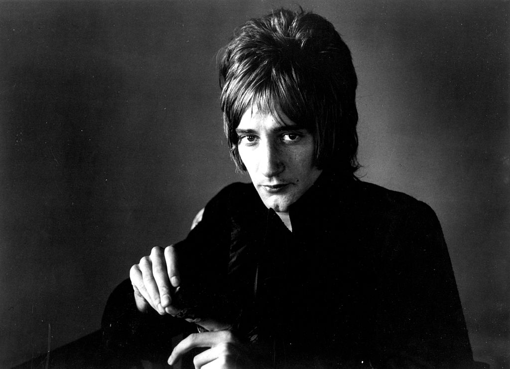 Rock singer Rod Stewart poses for a portrait in circa 1969 in black clothes
