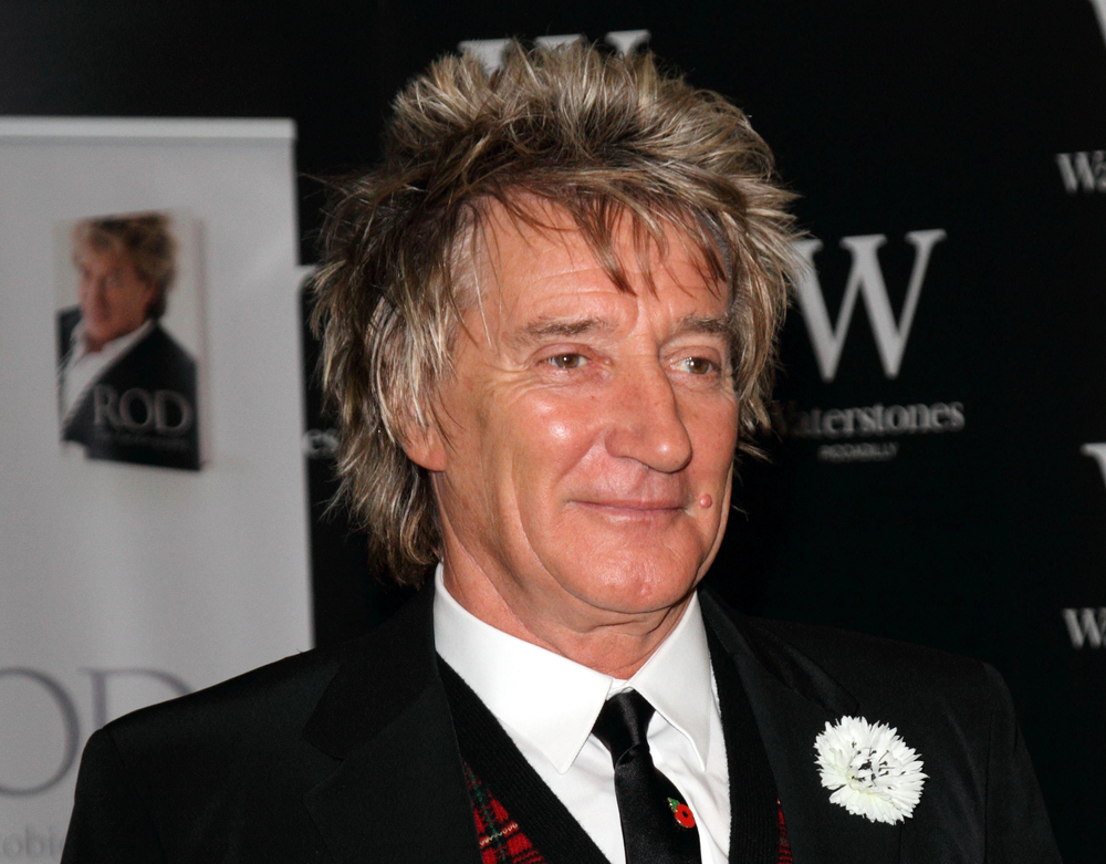Rod Stewart in black suit at an event