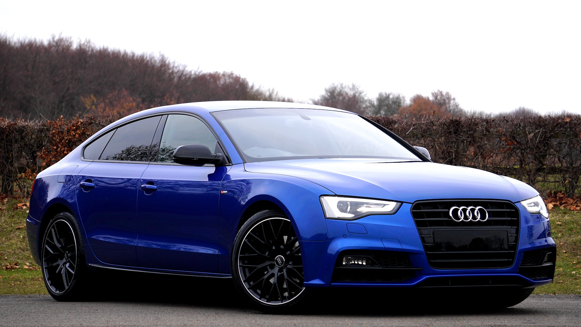 blue Audi sedan