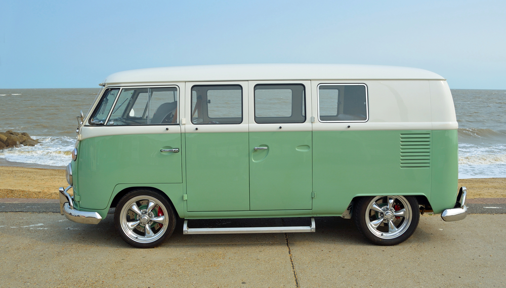 Classic Green and white VW Camper