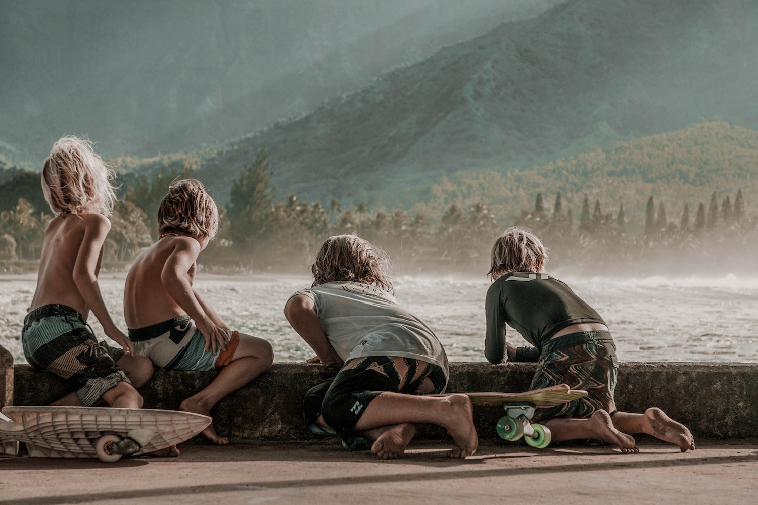 Four Children Looking at Sea