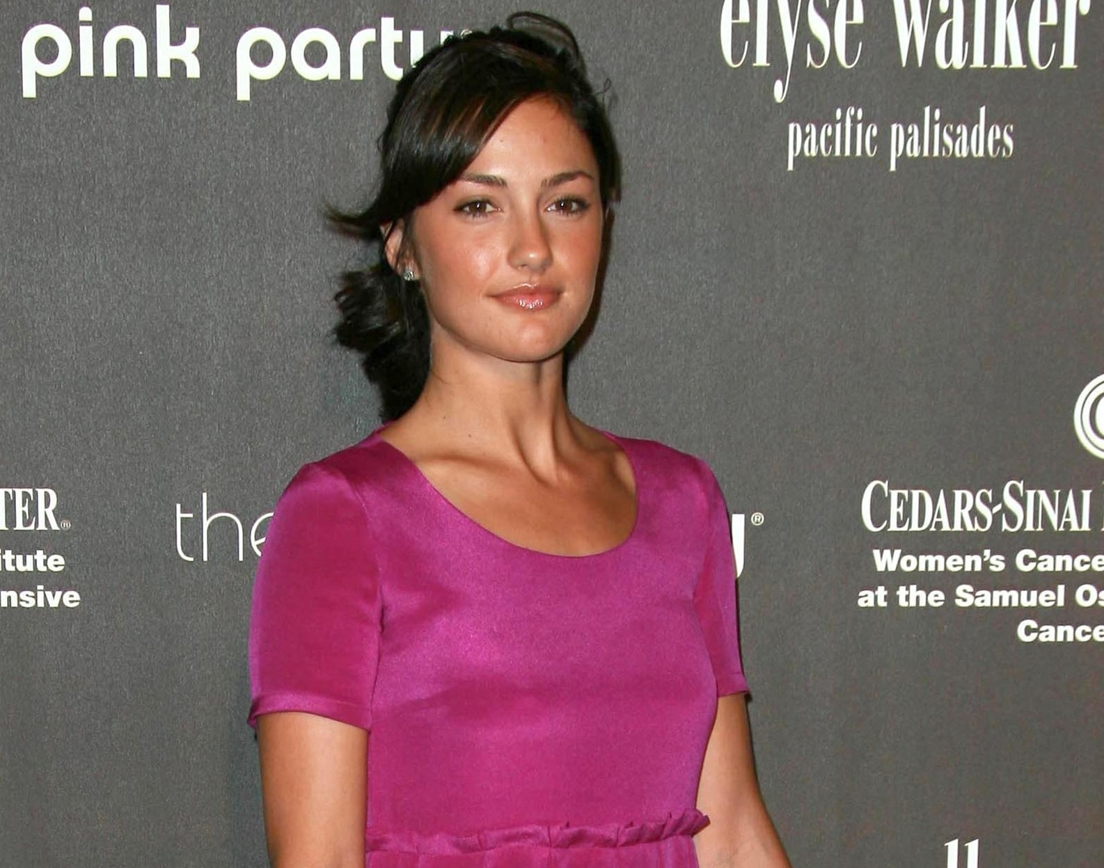 Minka Kelly wearing purple dress is looking at front - 2007
