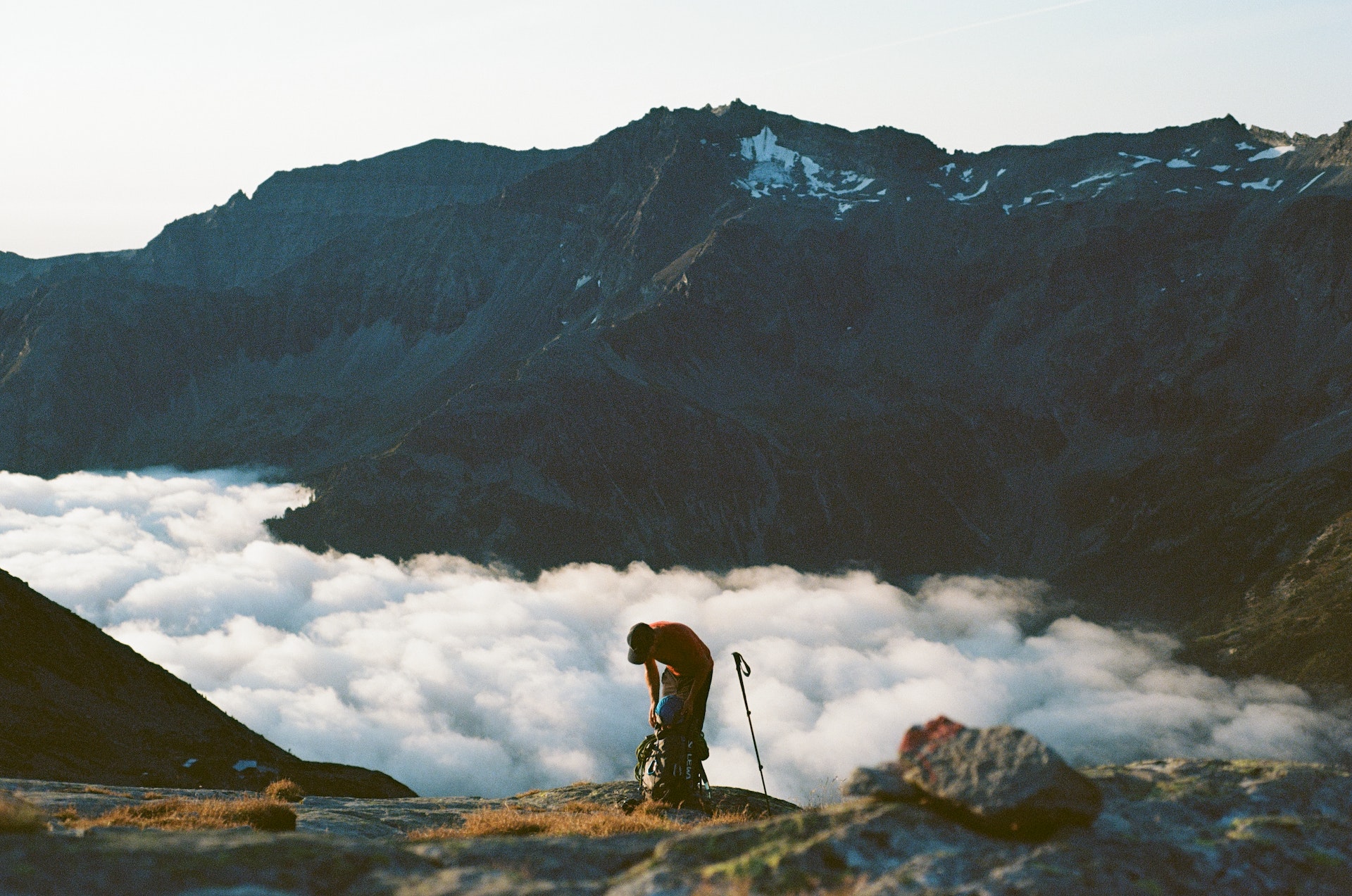 Man hiking on a mountain