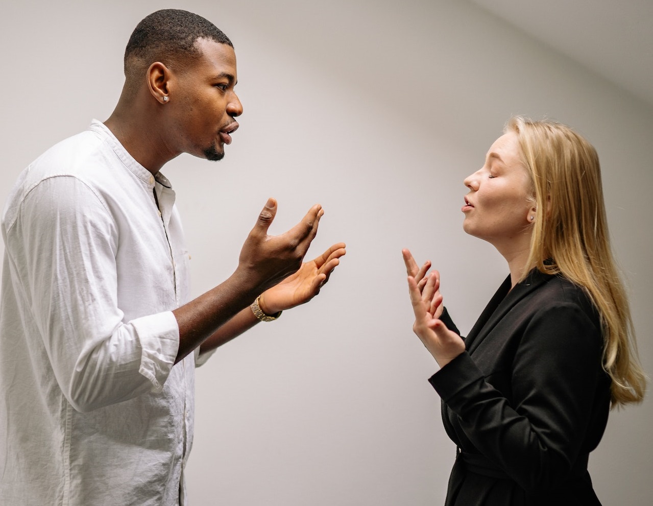 Young man and woman are arguing.