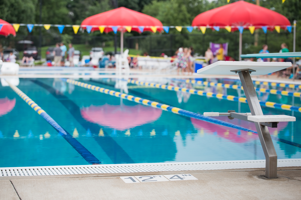 A diving block in a swimming pool