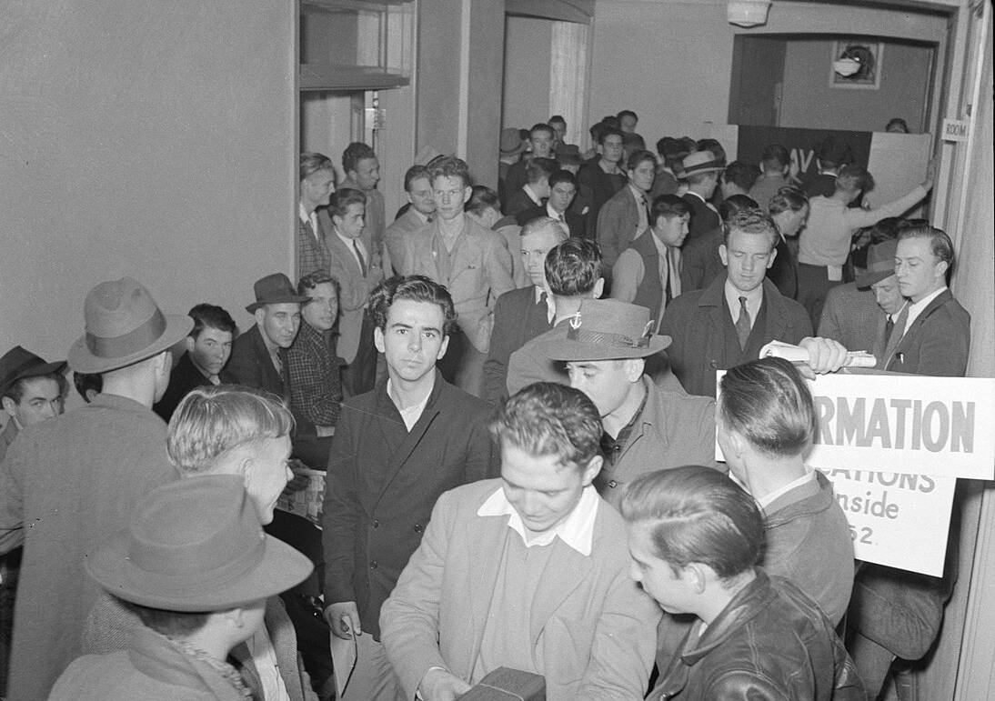 Men waiting to enlist December 1941