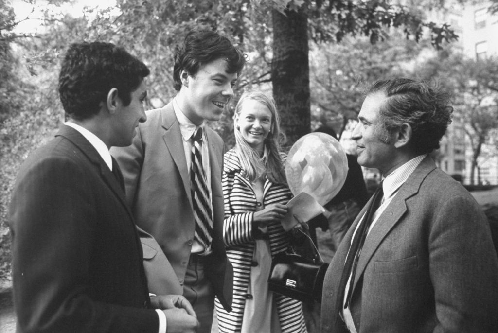Author Norman Mailer (R), campaigning