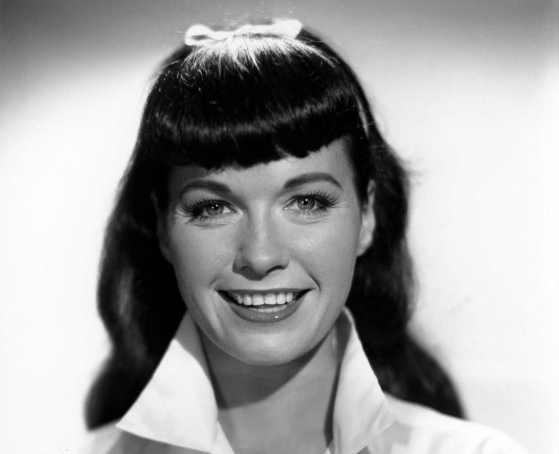 black and white portrait of the actress Betty Page