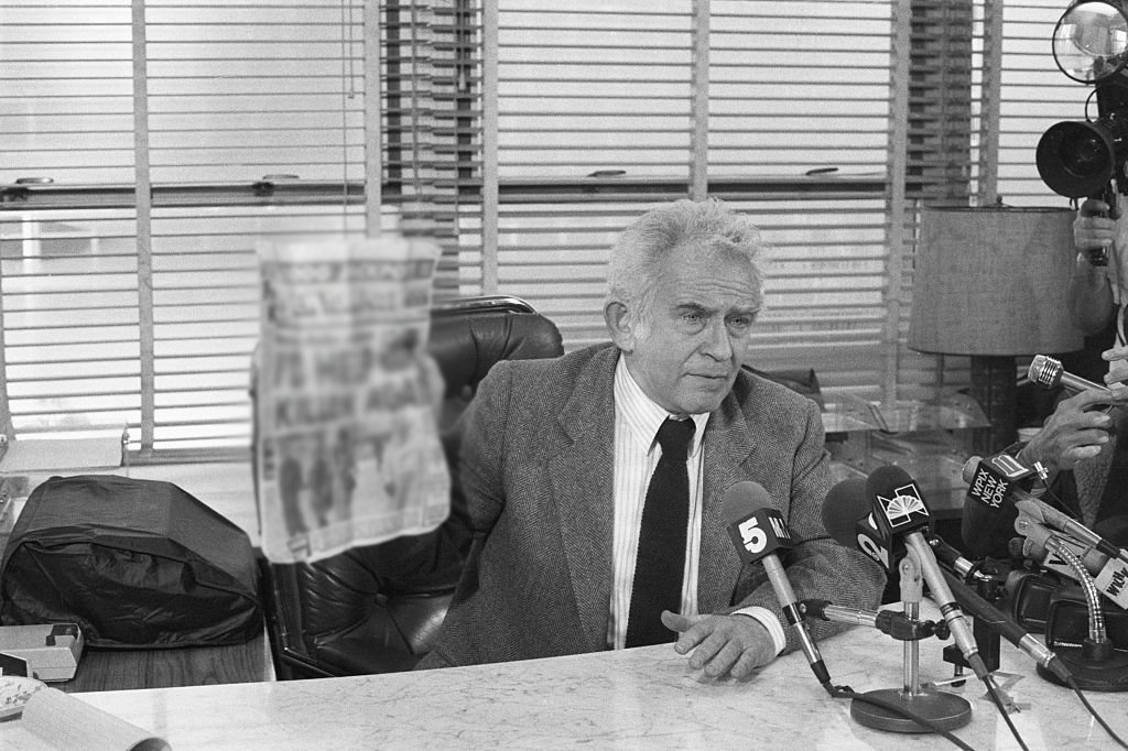 Writer Norman Mailer holds a press conference
