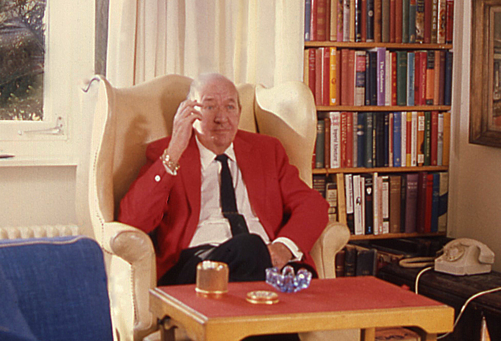 Sir Noel Coward at home in 'chalet coward' Les Avants Switzerland - 1972