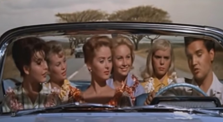 Angry Jenny Maxwell in Blue Hawaii (1962) in a car