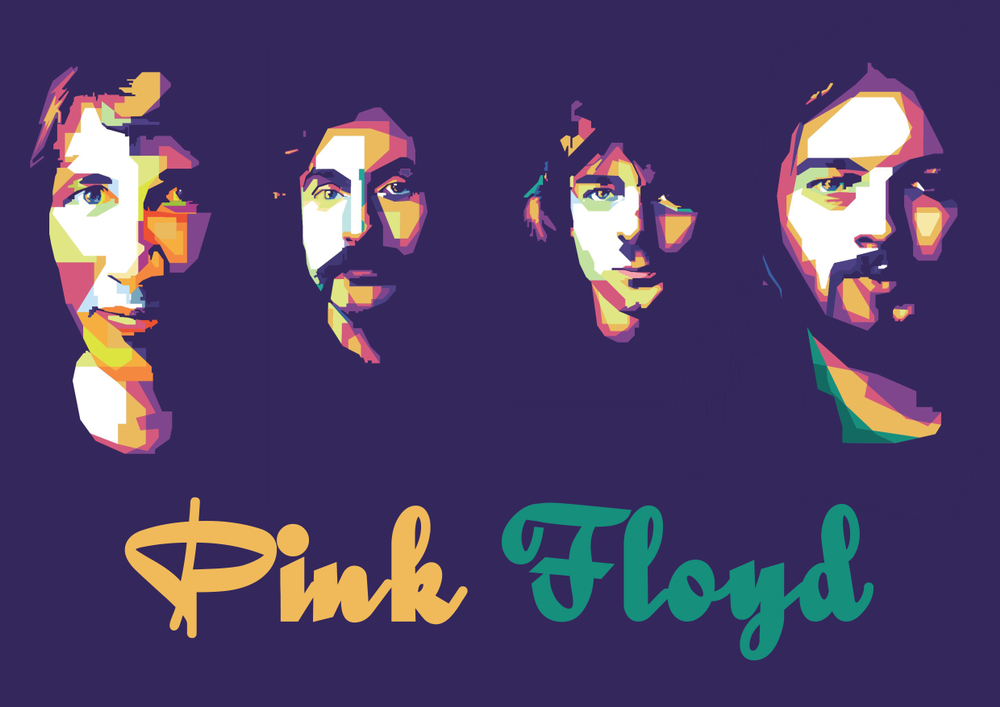 llustrated photo of the English band Pink Floyd