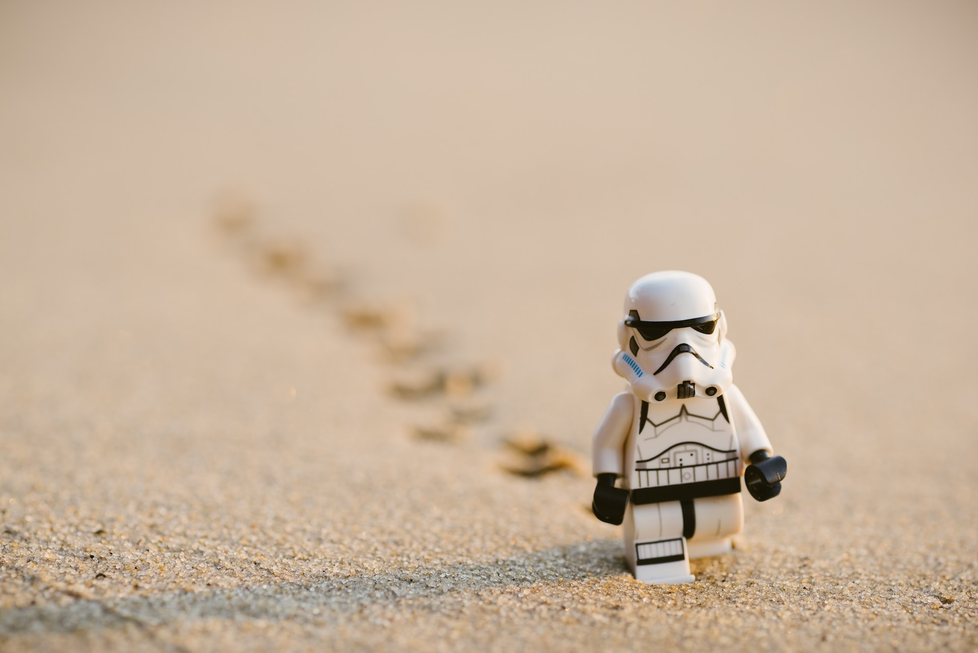 Action Figure of Star Wars Stormtrooper walking on sand