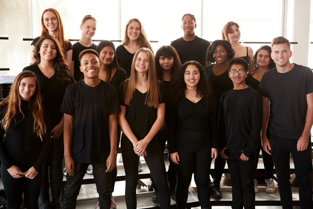 Male And Female Students Singing In  Choir