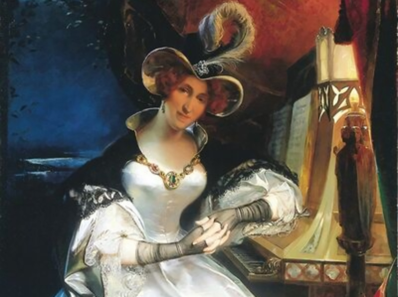 Portrait of Queen Hortense de Beauharnais in white dress