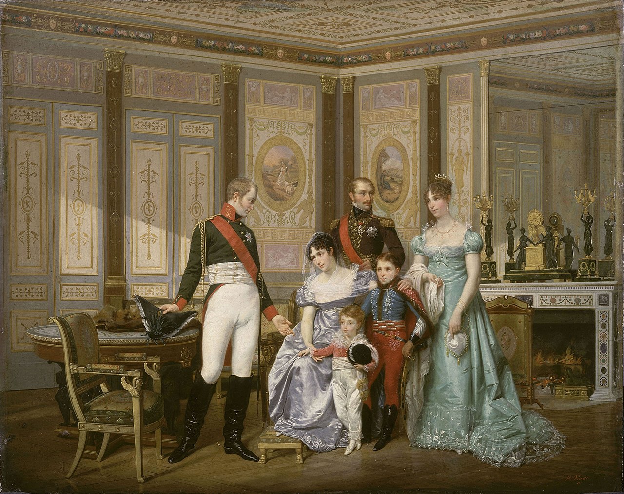 Painting of Hortense de Beauharnais and family  and Tsar Aleksandr I of Russia