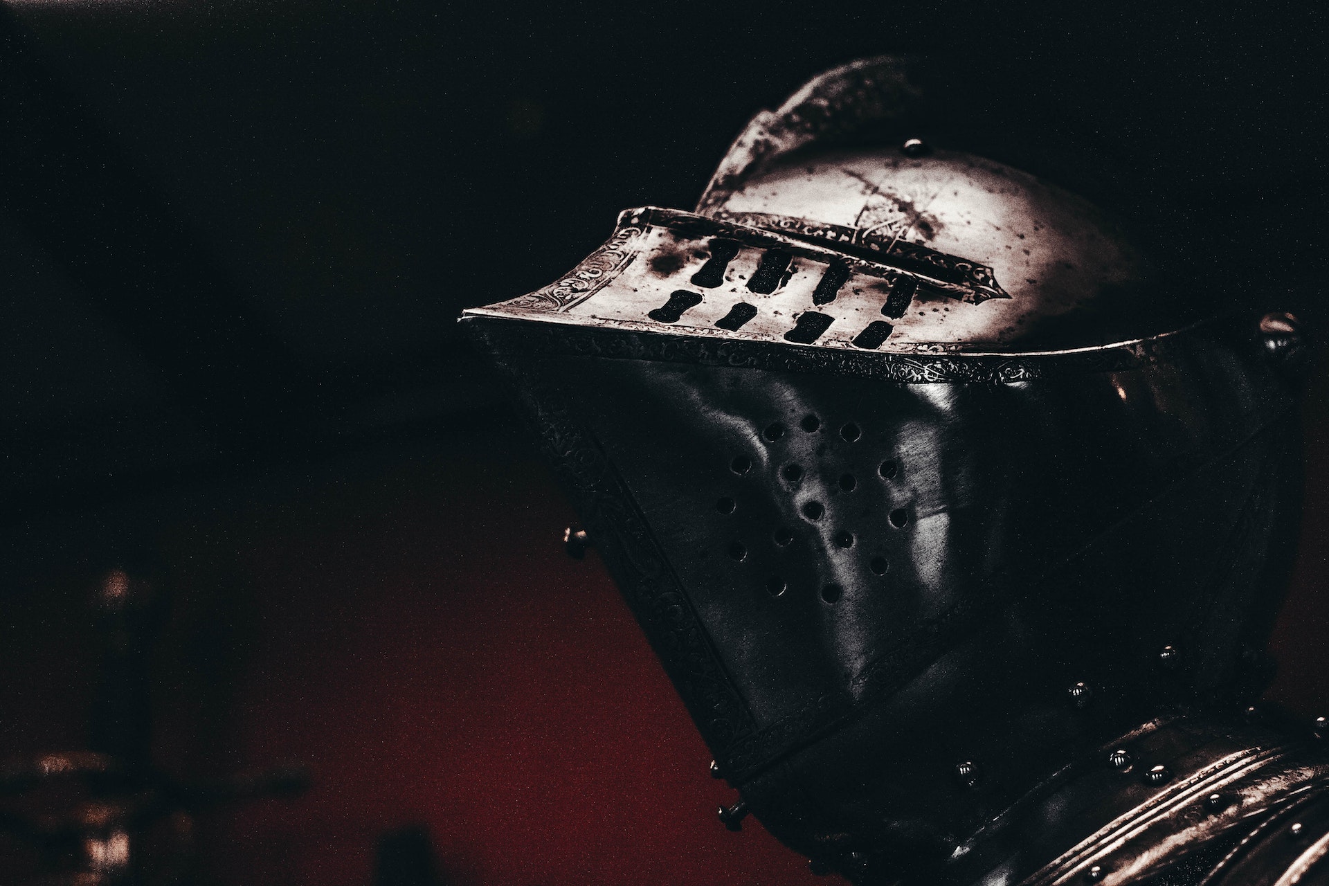 Close up of Medieval Knight Helmet