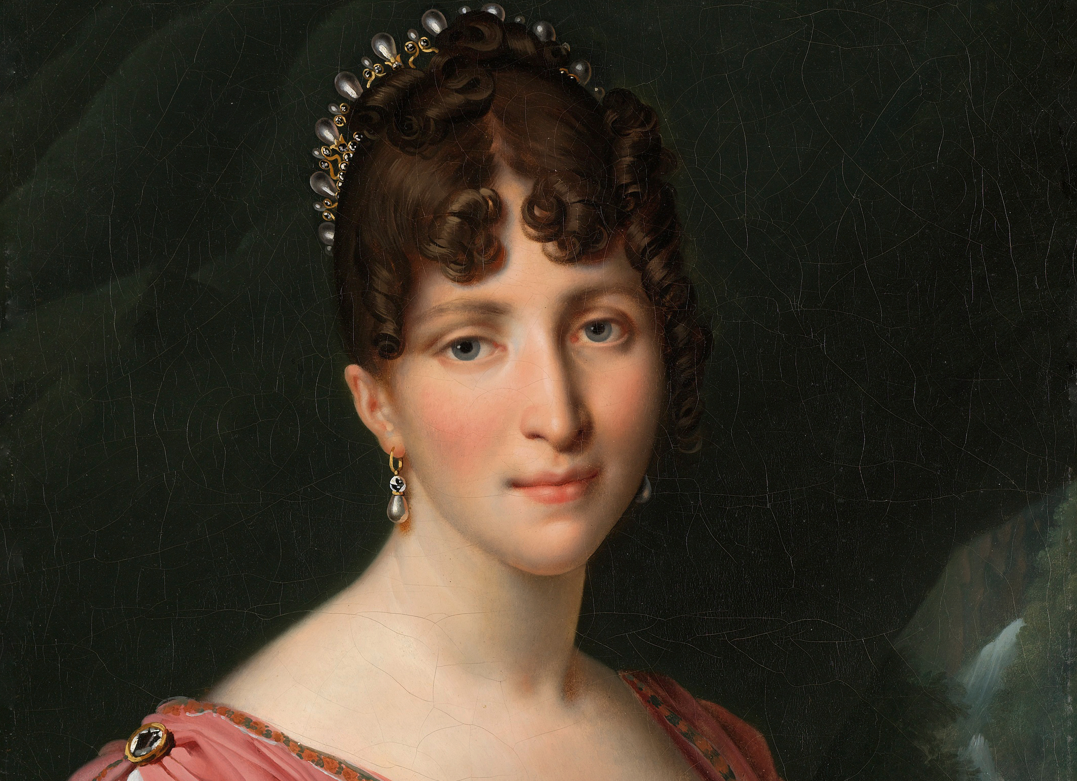 Portrait of Hortense de Beauharnais Queen of Holland in pink dress