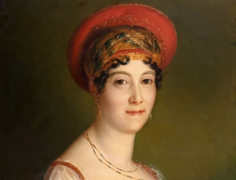 Portrait of Mademoiselle Mars in red dress