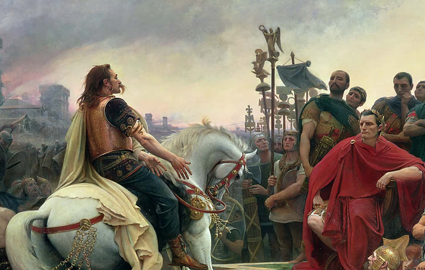 Vercingetorix throws down his arms at Julius Caesar