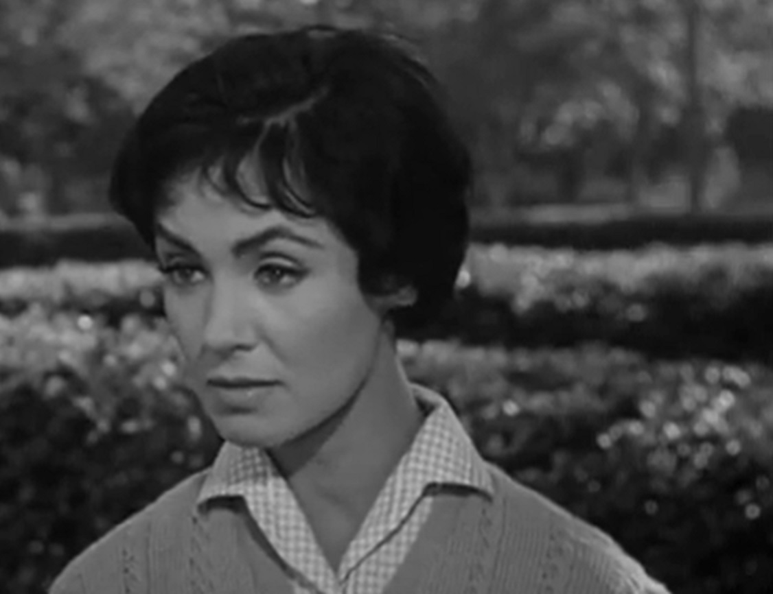 Screenshot: Susan Cabot is looking upset - from Sorority Girl (1957).