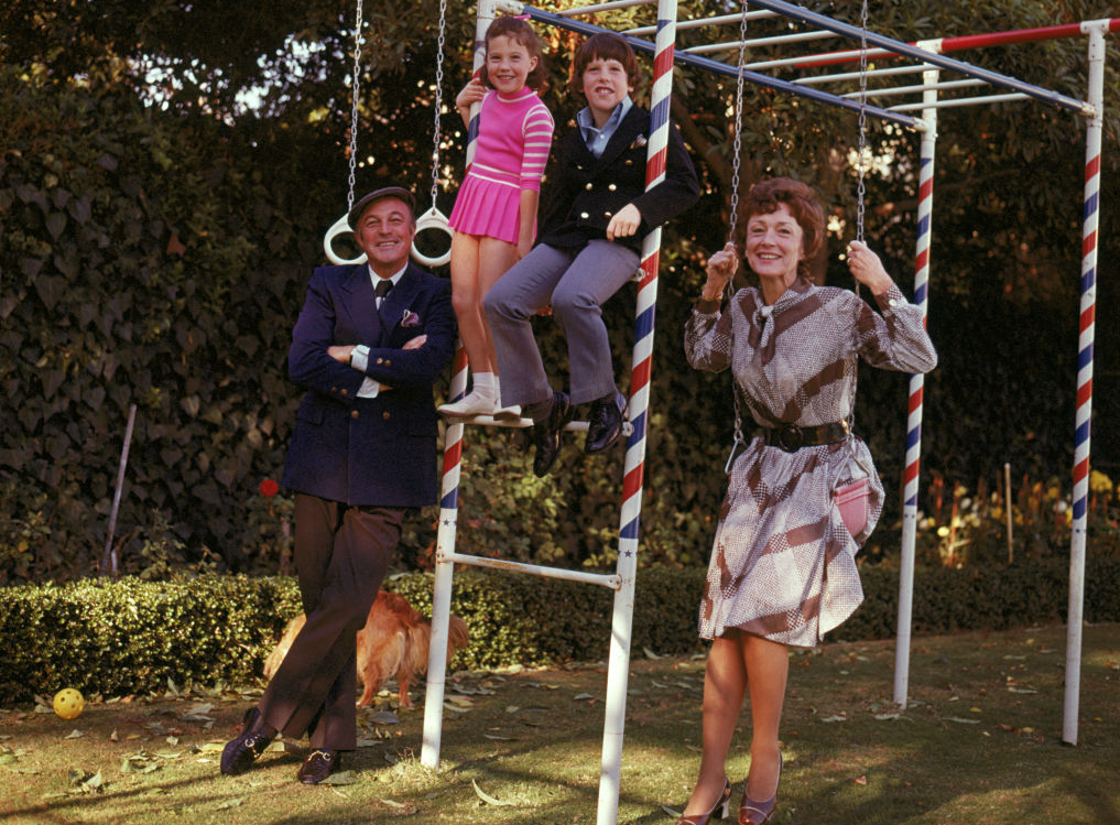 Actor Gene Kelly with his wife Jeanne Coyne, son Tim and daughter Bridget, pose for a family portrait in 1971