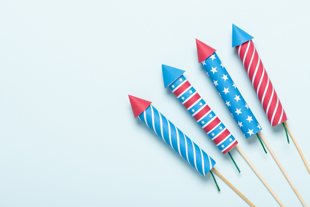 Firecracker fireworks USA flag style rockets