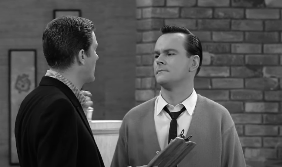 Bob Crane on The Dick Van Dyke Show  in sweater and tie