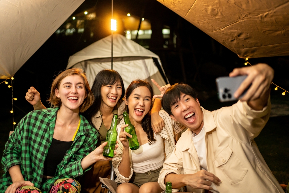 People at a party at campsite