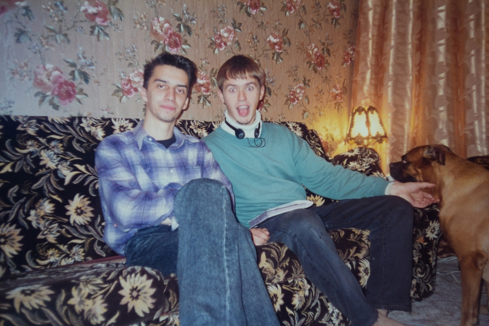 Two people at a home party