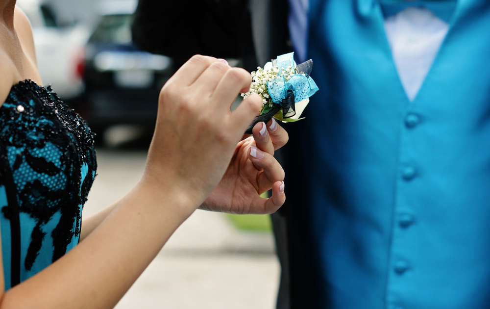 Girl and guy in blue at a prom