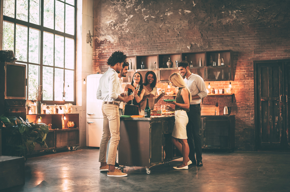 young people enjoying home party