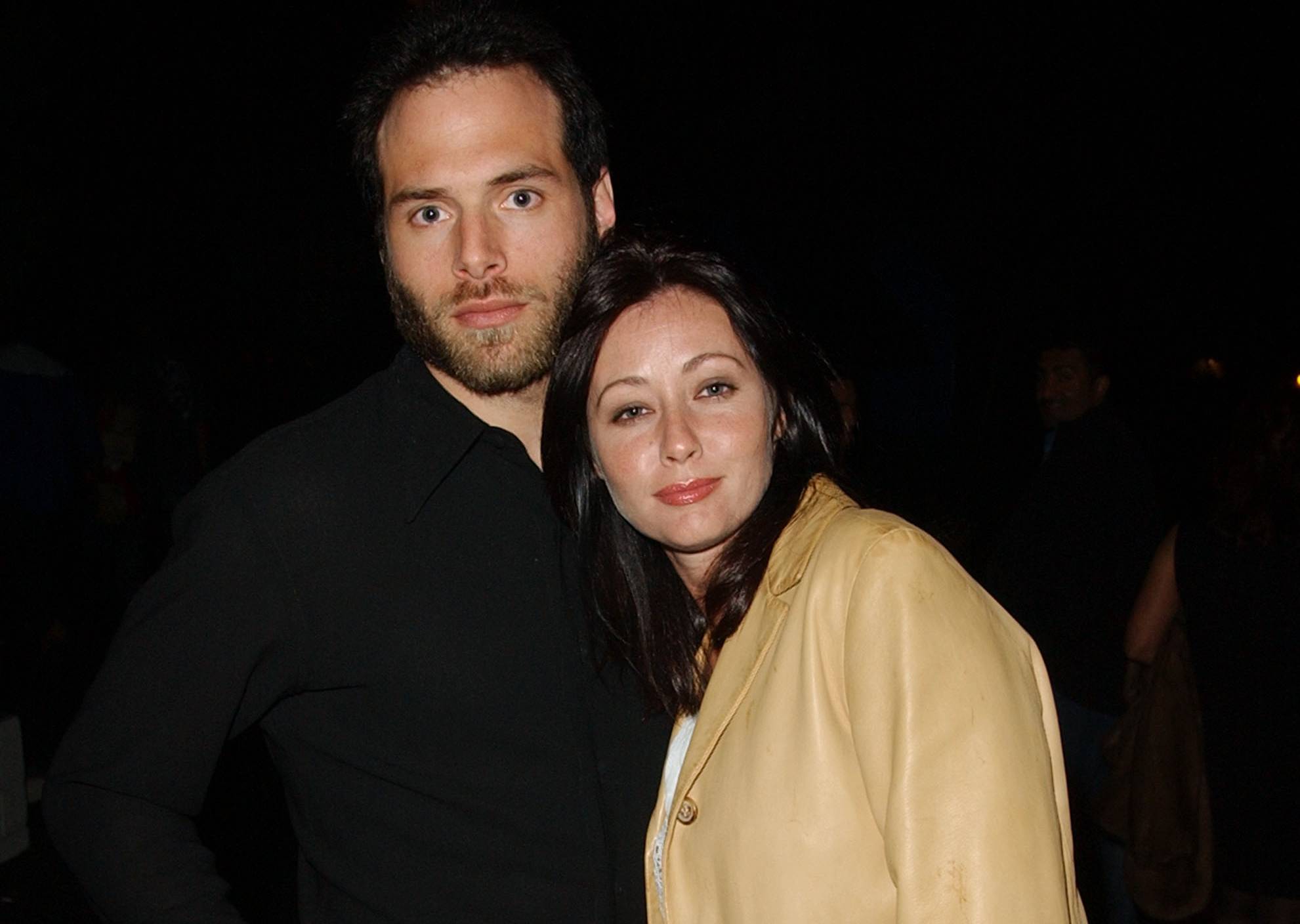 Shannen Doherty & husband Rick Salomon in  casual wear