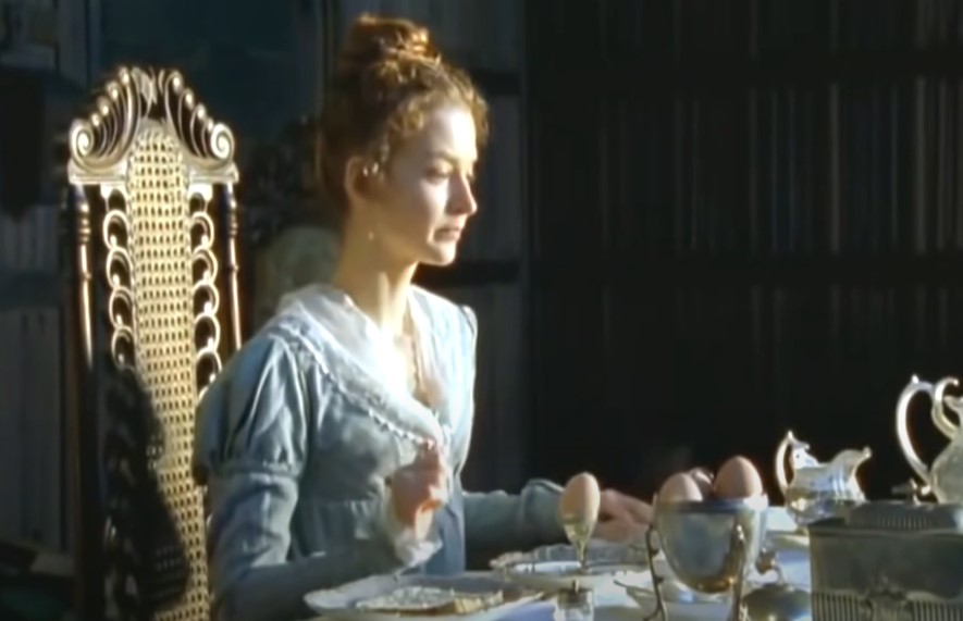 Julie Cox as Annabella Milbanke, Lady Byron   in blue dress